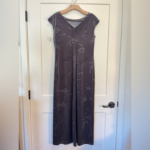 NWT Vtg 90s Y2K Hillard&Hanson gray silver velvet maxi whimsigoth evening dress - Picture 6 of 10